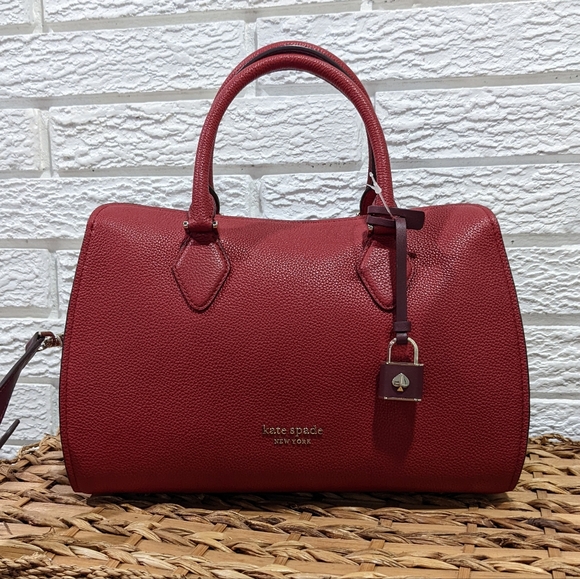 NWT Kate Spade red currant pebbled leather MD satchel - Picture 4 of 11